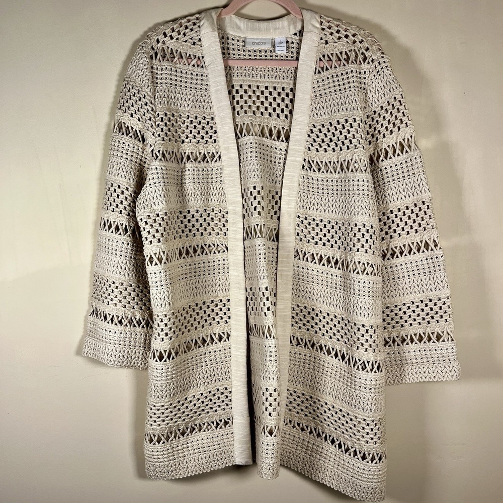 Chico's Women's Macrame Open Cardigan Jacket Size… - image 2